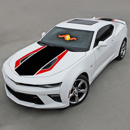 Chevrolet Camaro 2016-2024 (ss) Tweekleurige vinylstrepen voor en achter
