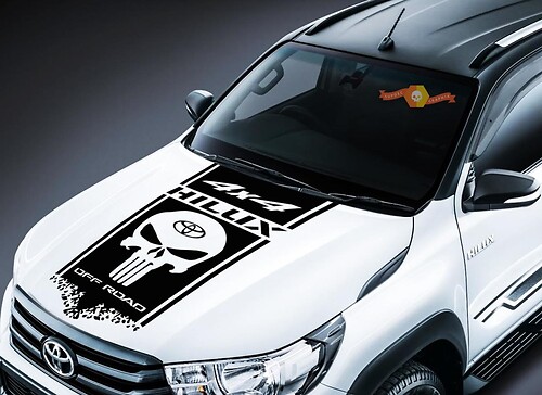Punisher-stijl brede streep motorkap vinyl decal sticker voor Toyota Hilux
