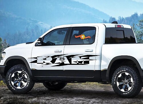 DODGE RAM HEMI 1500 2500 3500 2x stickers Racing grafisch vinyl groot stickerlogo
