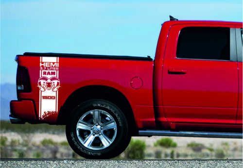DODGE RAM HEMI 5.7L/6.4L 2x Decals voor 1500 2500 3500 vinyl body stripe sticker

