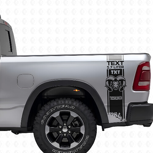 Aangepaste HEMI-stijl vinyl sticker set voor de achterzijstrepen van Dodge Ram 1500-3500