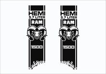 DODGE RAM HEMI 5.7L/6.4L 2x Decals voor 1500 2500 3500 vinyl body stripe sticker
 3