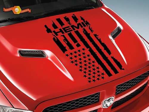 DODGE RAM Hemi 1500 2500 - 1x HOOD DECAL grafische vinyl stripe sticker vlag logo
