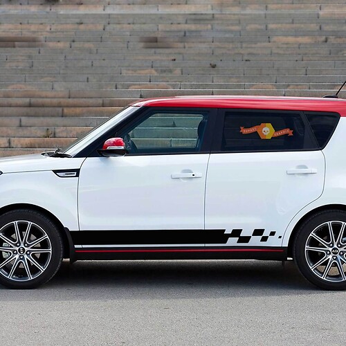 2x grafische emblemen met zijstrepen, racesticker geschikt voor Kia Soul
