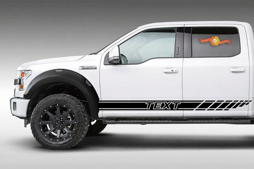 TEXT Drievoudige Streep Paar Rocker Panel Vinyl Decal Sticker voor Ford F-150