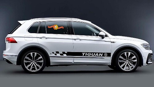 Vinyl stickers set met geruite zijkstrepen voor Volkswagen Tiguan