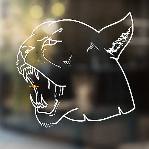 Tijger wilde kat Vinyl Muur Raam Badkamer Sticker Sticker #2
