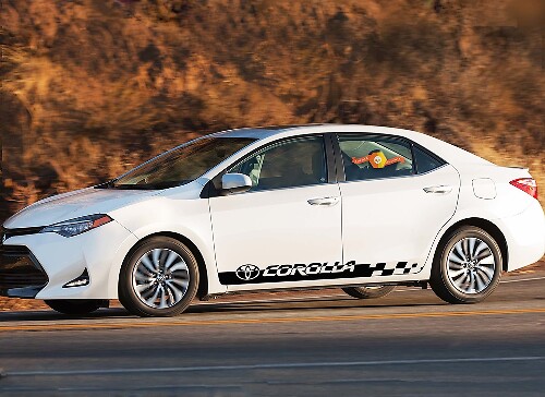 Zijskirts Checkered Vinyl Decal Kit voor Toyota Corolla