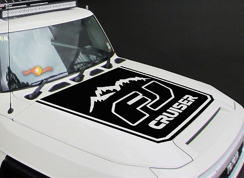 Vinylsticker met bergcontour voor motorkap voor Toyota FJ Cruiser