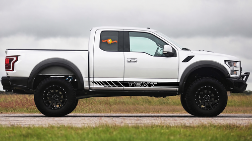 TEXT Triple Stripe Pair Dorpel Vinylsticker voor Ford F-250 2010-2014