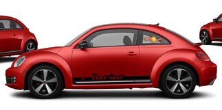 Volkswagen Beetle Turbo 2x zijstrepen vinyl body stickers sticker embleem logo
