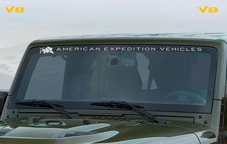 Jeep American Expedition Vehicles AEV Windscherm en twee V8-stickers
