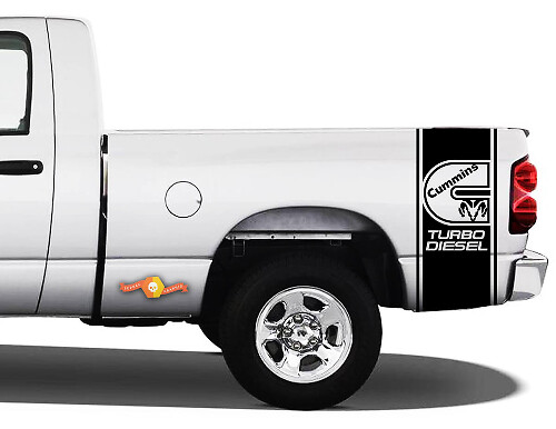 Cummins Turbo Diesel Bedside Strepen Vinyl Decal Set voor Dodge Ram Truck