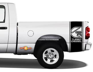 STICKERS Truck Ran CUMMINS TURBO DIESEL Bed 2 STRIPE Vinyl Sticker
