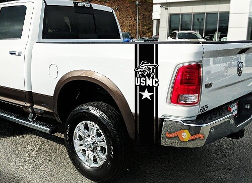 Paar nachtkastje USMC marines vinyl achterstickers stickers voor Dodge Ram 1500 Ford Toyota F150
