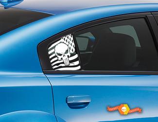 2 Dodge Charger Window Amerikaanse vlag Punisher Vinyl Windscherm Sticker Grafische Stickers
