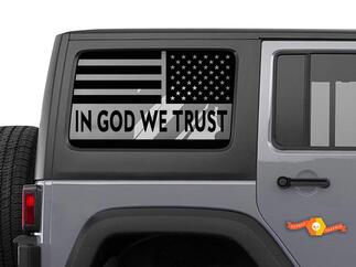Jeep Hardtop - In God We Trust -Flag Windshield Decal USA American Wrangler JKU Raamstickers
