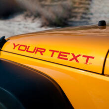 Aangepaste tekst motorkap vinyl decals set voor Jeep Wrangler YJ_3