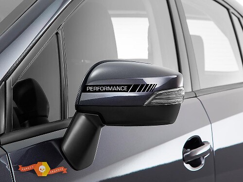2 stuks zwarte achteruitkijkspiegel zijkant PERFORMANCE Stripe Decal Sticker Vinyl Racing
