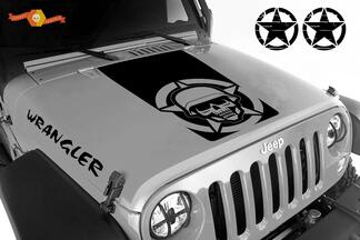 Blackout militaire schedel 5-delige vinyl motorkapstickers set Jeep Wrangler JK JKU LJ TJ
