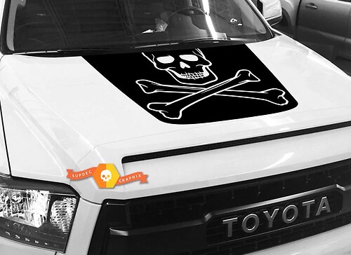 Skull & Crossbones Motorkap Vinyl Decal Sticker voor Toyota Tundra 2014-2018