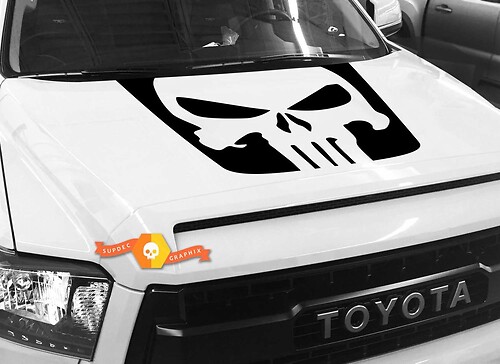 Punisher Skull Logo Motorkap Vinyl Decal Sticker voor Toyota Tundra 2014-2018