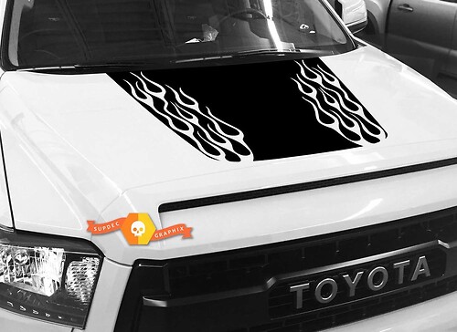Dubbele Vlam Tong Vinyl Sticker voor Motorkap Toyota Tundra 2014-2018