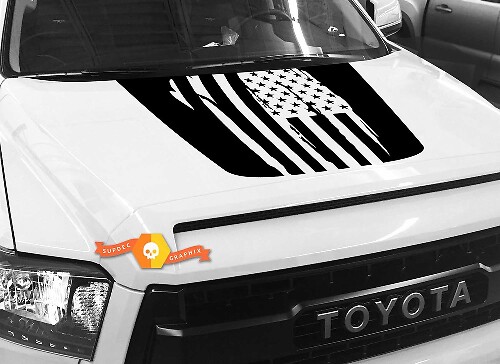 Verweerde Amerikaanse Vlag Motorkap Vinyl Sticker voor Toyota Tundra 2014-2018