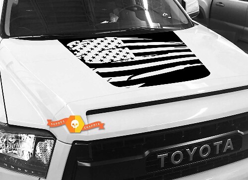 Vinylsticker met verweerde Amerikaanse vlag voor de motorkap van Toyota Tundra 2014-2018