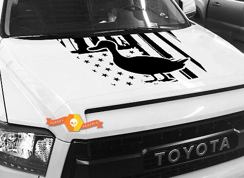 USA Vlag Kalm Eend Silhouet Motorkap Vinyl Decal voor Toyota Tundra 2014-2018
