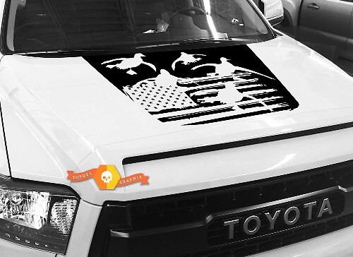 USA-vlag vliegende eenden silhouet motorkap vinylsticker voor Toyota Tundra 2014-2018