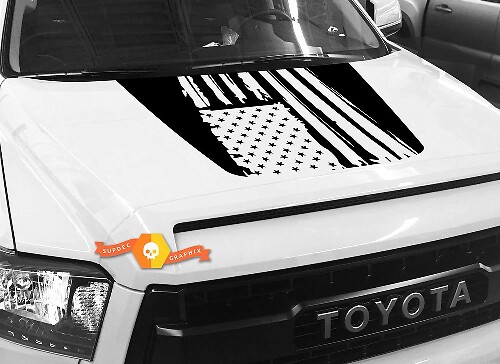 USA-vlag vernield ontwerp motorkap vinyl sticker voor Toyota Tundra 2014-2018