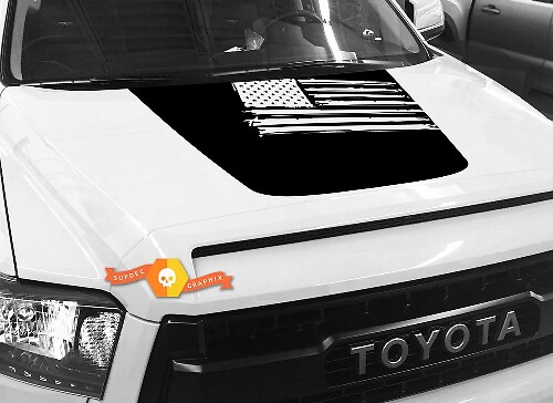USA-vlag Blackout-stijl motorkap vinylsticker voor Toyota Tundra 2014-2018