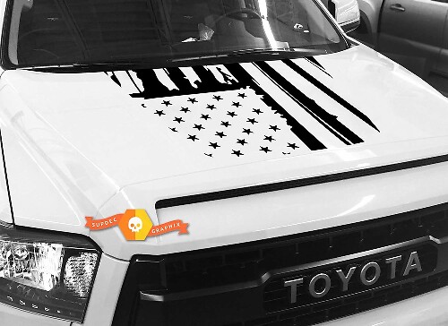 Verweerde Amerikaanse Vlag Motorkap Vinyl Sticker voor Toyota Tundra 2014-2018
