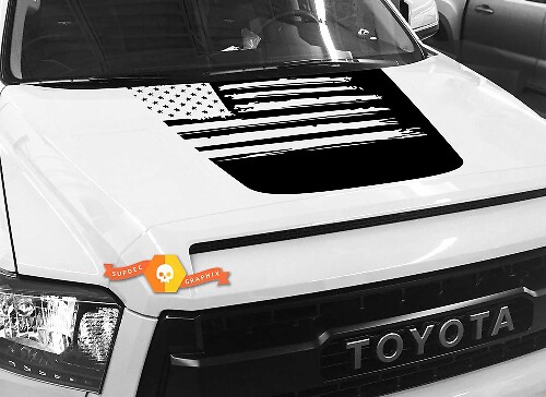 Vinylsticker met versleten Amerikaanse vlag voor motorkap Toyota Tundra 2014-2018