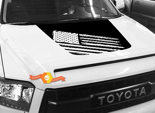Blackout-stijl Amerikaanse vlag motorkap vinyl sticker voor Toyota Tundra 2014-2018