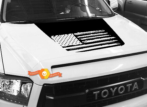 American Flag Blackout Stijl Motorkap Vinyl Sticker voor Toyota Tundra 2014-2018