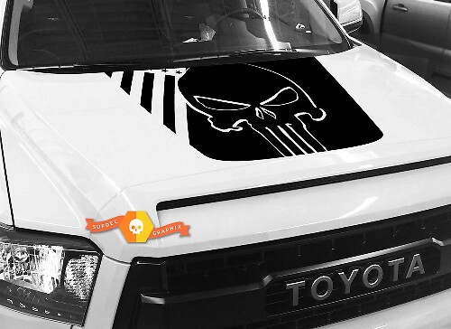 USA Vlag Punisher Logo Motorkap Vinyl Sticker voor Toyota Tundra 2014-2018