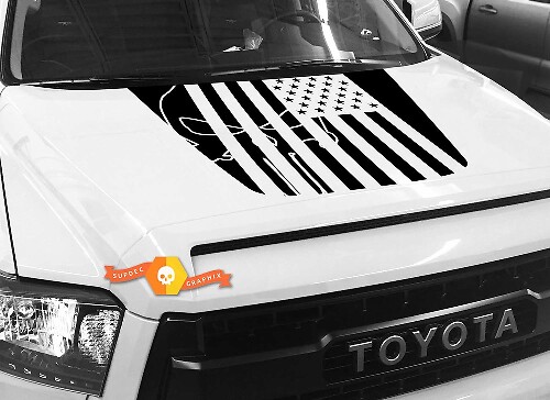 USA vlag Punisher Skull-logo motorkap vinylsticker voor Toyota Tundra 2014-2018