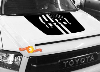 Hood USA Distressed Punisher Flag grafische sticker voor TOYOTA TUNDRA 2014 2015 2016 2017 2018 #34
