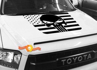 Hood USA Distressed Punisher Flag grafische sticker voor TOYOTA TUNDRA 2014 2015 2016 2017 2018 #38
