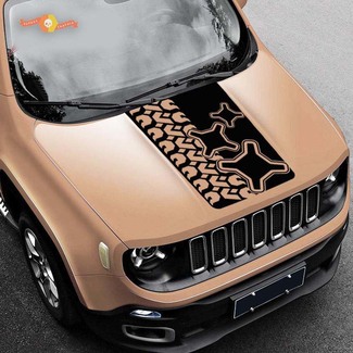 2015-2019 Jeep Renegade Tyre Track Graphic Vinyl Decal Sticker Hood
