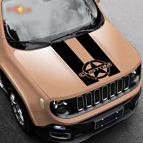 CUSTOM Versleten Ster Motorkap Vinyl Decal Sticker voor Jeep Renegade 2015-2019