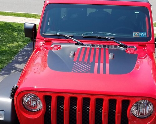 USA-vlag Blackout motordeksel vinyl decal sticker voor Jeep Wrangler 2018-2019