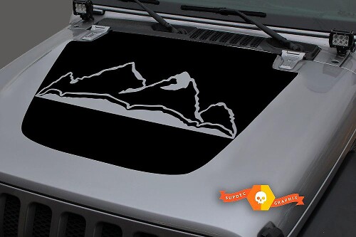 Mountains Blackout Hood Vinyl Decal Sticker 3 voor Jeep Wrangler JL
