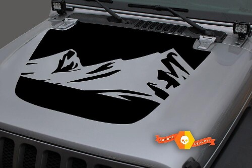 Mountains Blackout Motorkap Vinyl Decal Sticker 2 voor Jeep Wrangler JL