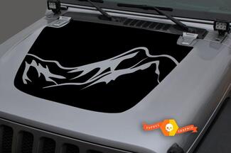 Hood Vinyl Bergen Blackout Decal Sticker voor 18-19 Jeep Wrangler JL #7
