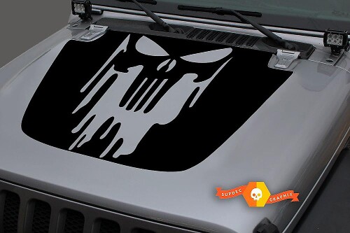 Hood Vinyl Punisher Blackout Decal Sticker voor 18-19 Jeep Wrangler JL #1
