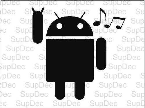 Android luistert naar muziek
