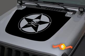 Jeep Hood Vinyl Military Star Pirate Blackout Decal Sticker voor 18-19 Wrangler JL #1
